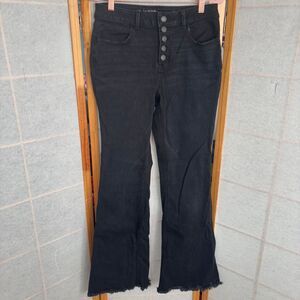Women's Sz 4 M Jeans By Maurices High Rise Distressed Medium Wash Boot Cut‎ Blk